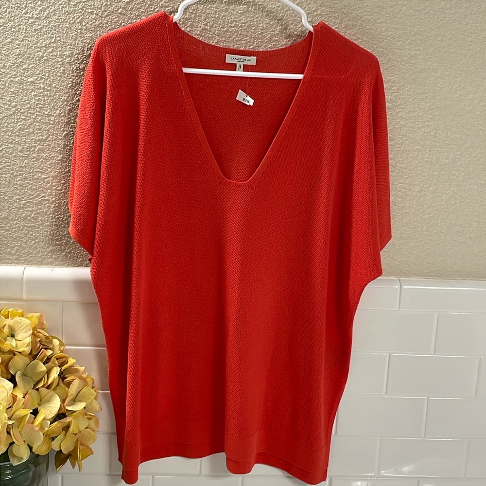 LAFAYETTE 148 NEW YORK Orange Sweater  New with tag. 100% Cotton